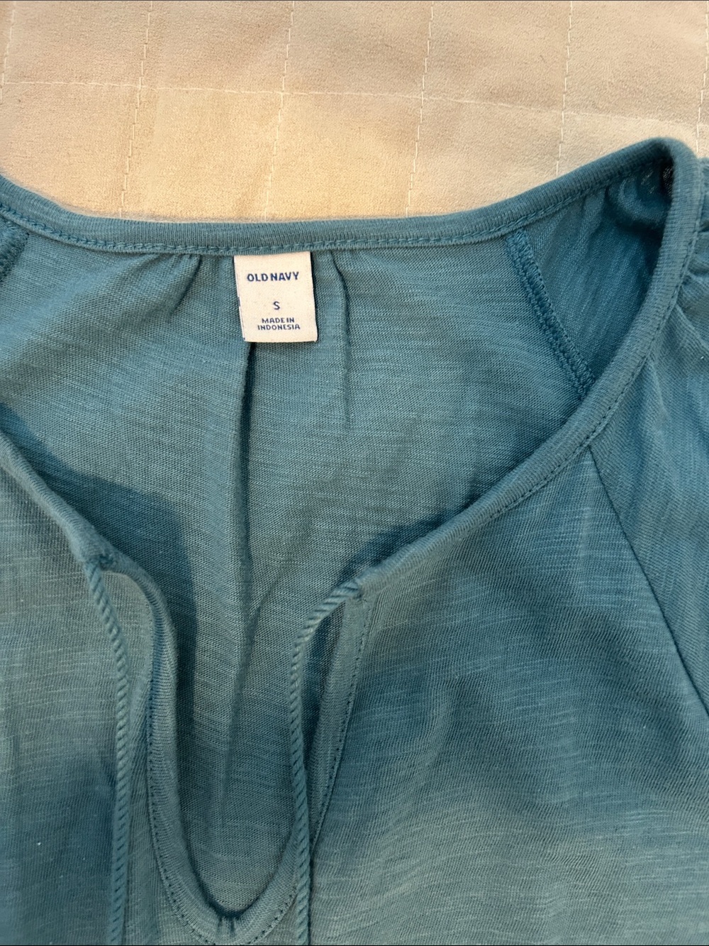 Old Navy Teal Boho Midi Dress Tassel Ties Smocked Waist S - Picture 3 of 5